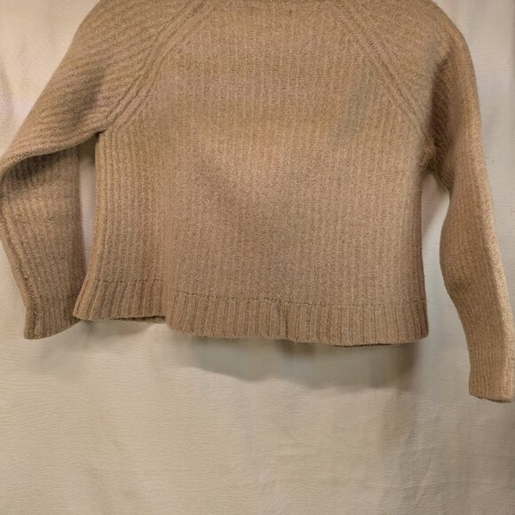TILLEY 100% RWS Wool Sweater Size Medium Crop Peach Pastel - Picture 2 of 8
